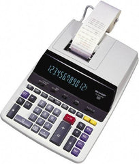 Sharp - Fluorescent Printing Calculator - 17mm Display Size, Light Gray, AC Powered, 16.1" Long x 10" Wide - Americas Industrial Supply