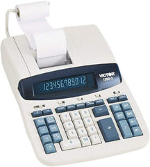 Victor - Fluorescent Printing Calculator - 8 x 11 Display Size, White, AC Powered, 6" Long x 11.4" Wide - Americas Industrial Supply