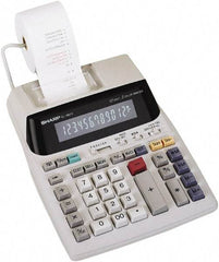 Sharp - Fluorescent Printing Calculator - 7-5/8 x 10-1/8 Display Size, Light Gray, AC Powered, 3-7/16" Long x 8-3/8" Wide - Americas Industrial Supply