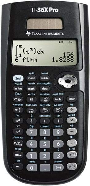 Texas Instruments - LCD Scientific Calculator - 3-3/8 x 7-1/4 Display Size, Black, Battery & Solar Powered, 9.7" Long x 6-1/2" Wide - Americas Industrial Supply