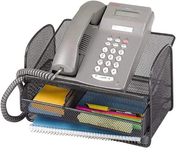 Safco - Black Desktop Telephone Stand - Steel, Mesh - Americas Industrial Supply