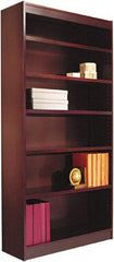 ALERA - 6 Shelf, 72" High x 35-5/8" Wide Bookcase - 11-1/2" Deep, Wood Veneer, Mahogany - Americas Industrial Supply