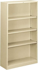 Hon - 4 Shelf, 59" High x 34-1/2" Wide Bookcase - 12-5/8" Deep, Steel, Putty - Americas Industrial Supply