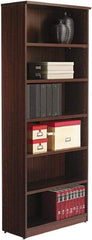 ALERA - 6 Shelf, 80-3/8" High x 31-3/4" Wide Bookcase - 14" Deep, Woodgrain Laminate, Mahogany - Americas Industrial Supply