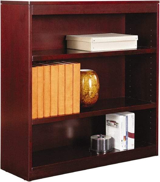 ALERA - 3 Shelf, 36" High x 35-5/8" Wide Bookcase - 11-3/4" Deep, Wood Veneer, Mahogany - Americas Industrial Supply