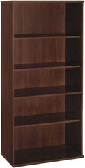 Bush Business Furniture - 5 Shelf, 72-7/8" High x 35-5/8" Wide Bookcase - 15-3/8" Deep, Laminate Over Wood, Hansen Cherry - Americas Industrial Supply