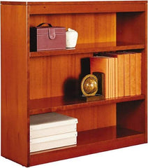 ALERA - 3 Shelf, 36" High x 35-5/8" Wide Bookcase - 13-1/8" Deep, Wood Veneer, Medium Cherry - Americas Industrial Supply