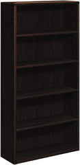 Hon - 5 Shelf, 71" High x 36" Wide Bookcase - 12-5/8" Deep, Laminate, Mahogany - Americas Industrial Supply