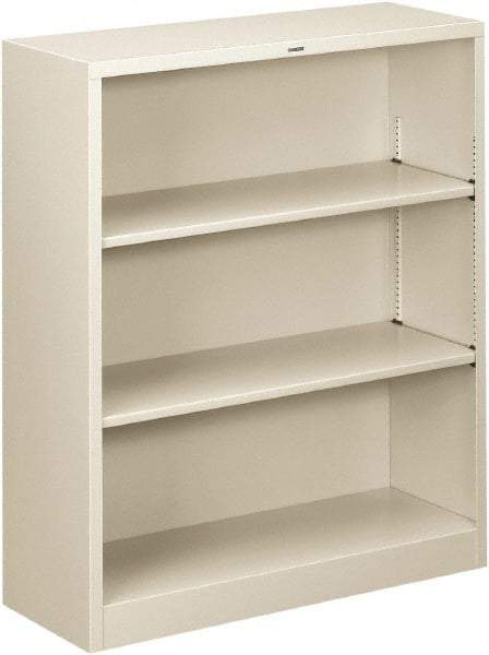 Hon - 3 Shelf, 41" High x 34-1/2" Wide Bookcase - 11-5/8" Deep, Steel, Light Gray - Americas Industrial Supply