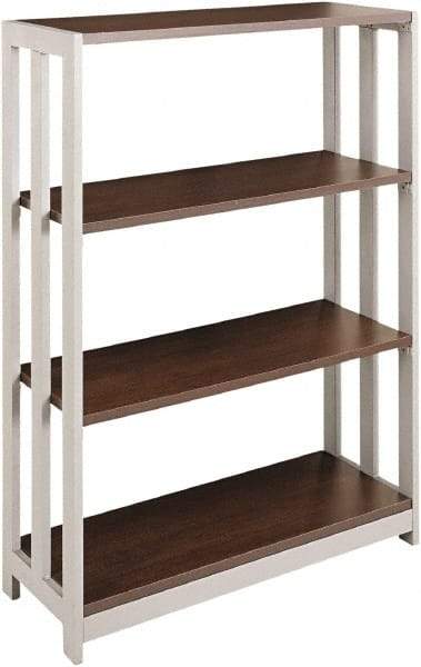 Linea Italia - 3 Shelf, 43-1/4" High x 31-1/2" Wide Bookcase - 11-1/2" Deep, Woodgrain Laminate, Mocha - Americas Industrial Supply