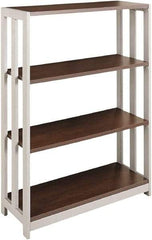 Linea Italia - 3 Shelf, 43-1/4" High x 31-1/2" Wide Bookcase - 11-1/2" Deep, Woodgrain Laminate, Mocha - Americas Industrial Supply