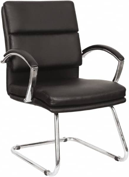 ALERA - Black Leather Guest Chair - 23-1/2" Wide x 37" High - Americas Industrial Supply