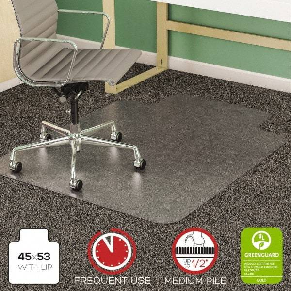 Deflect-o - 53" Long x 45" Wide, Chair Mat - Rectangular, Beveled Edge Style - Americas Industrial Supply