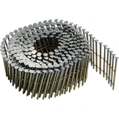 DeWALT - 14 Gauge 1-3/4" Long Siding Nails for Power Nailers - Steel, Galvanized Finish, Ring Shank, Coil Collation, Round Head, Blunt Diamond Point - Americas Industrial Supply