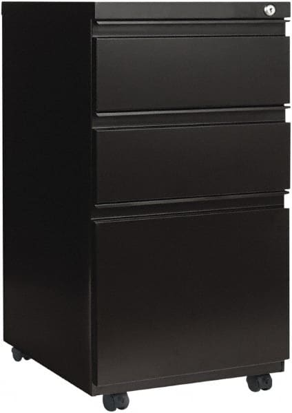 ALERA - 14-7/8" Wide x 28-1/4" High x 23-1/8" Deep, 3 Drawer Pedestal - Steel, Black - Americas Industrial Supply