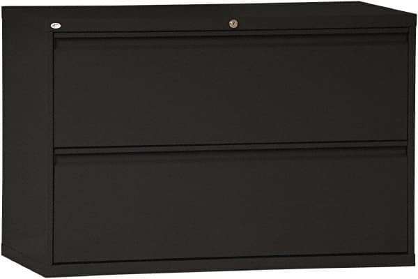 ALERA - 42" Wide x 28-3/8" High x 19-1/4" Deep, 2 Drawer Lateral File - Steel, Black - Americas Industrial Supply