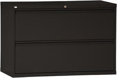 ALERA - 42" Wide x 28-3/8" High x 19-1/4" Deep, 2 Drawer Lateral File - Steel, Black - Americas Industrial Supply