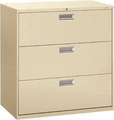 Hon - 42" Wide x 40-7/8" High x 19-1/4" Deep, 3 Drawer Lateral File - Steel, Putty - Americas Industrial Supply