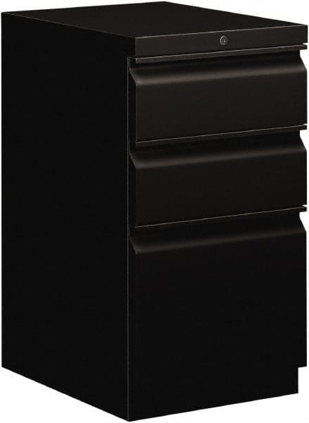 Hon - 15" Wide x 28" High x 19-7/8" Deep, 3 Drawer Pedestal - Steel, Black - Americas Industrial Supply