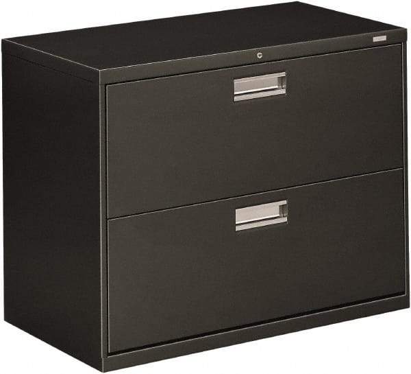 Hon - 36" Wide x 28-3/8" High x 19-1/4" Deep, 2 Drawer Lateral File - Steel, Charcoal - Americas Industrial Supply