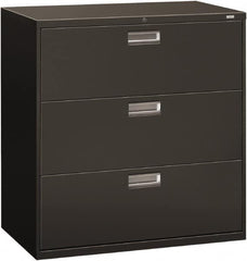 Hon - 42" Wide x 40-7/8" High x 19-1/4" Deep, 3 Drawer Lateral File - Steel, Charcoal - Americas Industrial Supply