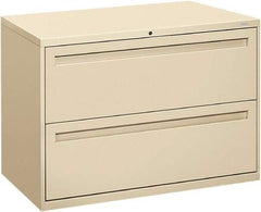 Hon - 42" Wide x 28-3/8" High x 19-1/4" Deep, 2 Drawer Lateral File - Steel, Putty - Americas Industrial Supply