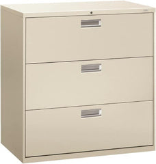 Hon - 42" Wide x 40-7/8" High x 19-1/4" Deep, 3 Drawer Lateral File - Steel, Light Gray - Americas Industrial Supply