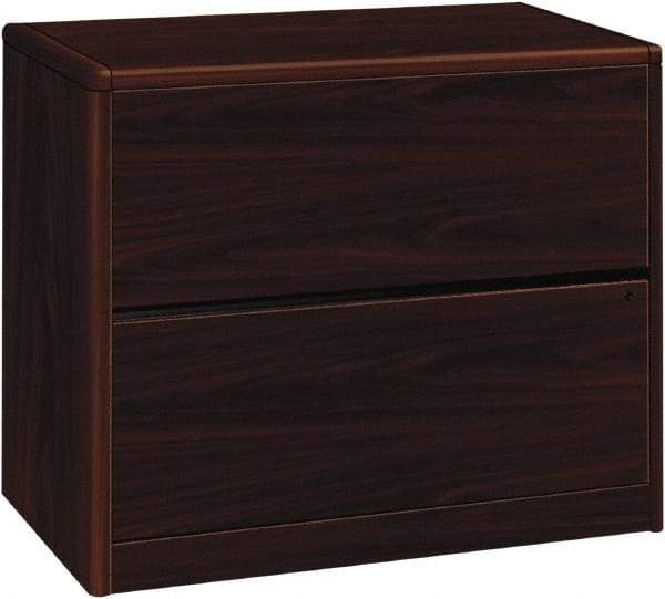 Hon - 36" Wide x 29-1/2" High x 20" Deep, 2 Drawer Lateral File - Laminate, Mahogany - Americas Industrial Supply
