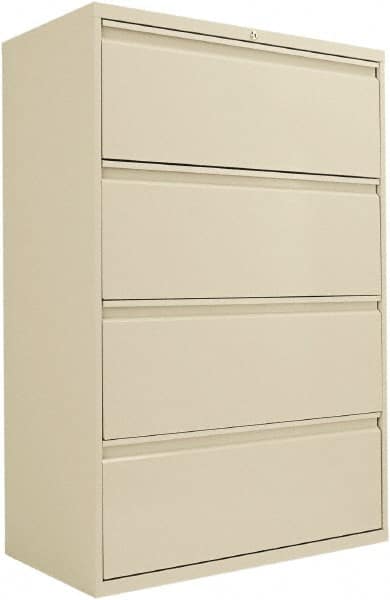 ALERA - 36" Wide x 53-1/4" High x 19-1/4" Deep, 4 Drawer Lateral File - Steel, Putty - Americas Industrial Supply