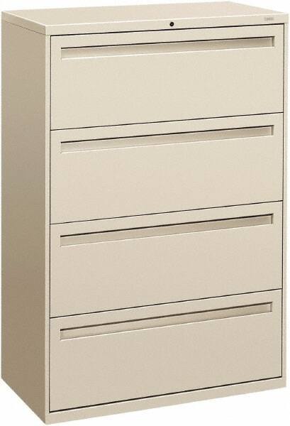 Hon - 36" Wide x 53-1/4" High x 19-1/4" Deep, 4 Drawer Lateral File - Steel, Light Gray - Americas Industrial Supply