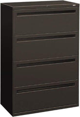 Hon - 36" Wide x 53-1/4" High x 19-1/4" Deep, 4 Drawer Lateral File - Steel, Charcoal - Americas Industrial Supply