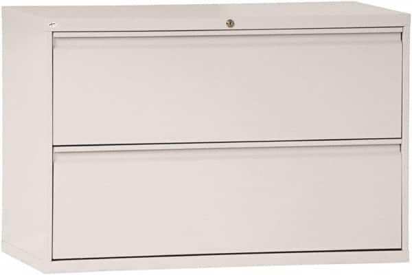 ALERA - 42" Wide x 28-3/8" High x 19-1/4" Deep, 2 Drawer Lateral File - Steel, Light Gray - Americas Industrial Supply