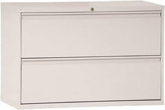 ALERA - 42" Wide x 28-3/8" High x 19-1/4" Deep, 2 Drawer Lateral File - Steel, Light Gray - Americas Industrial Supply