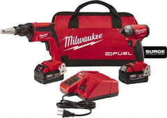 Milwaukee Tool - 18 Volt Cordless Tool Combination Kit - Includes Screwgun & Impact Driver, Lithium-Ion Battery Included - Americas Industrial Supply