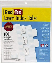 Redi-Tag - 1" 100 Tabs, Self-Adhesive, Index Tab - White - Americas Industrial Supply