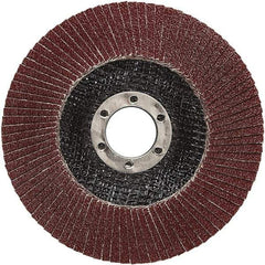 3M - 40 Grit, 4-1/2" Disc Diam, 7/8" Center Hole, Type 27 Ceramic Flap Disc - 13,300 Max RPM, Cloth Backing, Arbor Attaching System, Coated - Americas Industrial Supply