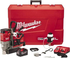 Milwaukee Tool - 1-1/2" Chuck, 5.75" Travel, Portable Magnetic Drill Press - 400 & 690 RPM, 9 Amps, 0.43 hp - Americas Industrial Supply