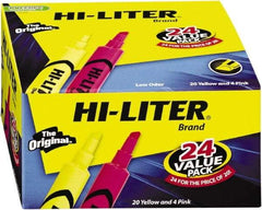 HiLiter - Pink, Yellow Highlighter - Chisel Tip, AP Nontoxic Ink - Americas Industrial Supply