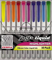 Zebra - Assorted Colors Highlighter - Chisel Tip, Water Base Ink - Americas Industrial Supply