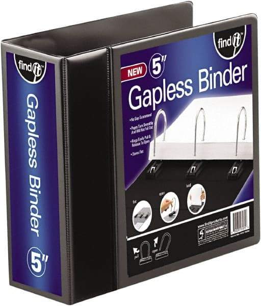 Find-It - 1,050 Sheet Capacity, 11 x 8-1/2", View Ring Binder - Vinyl, Black - Americas Industrial Supply