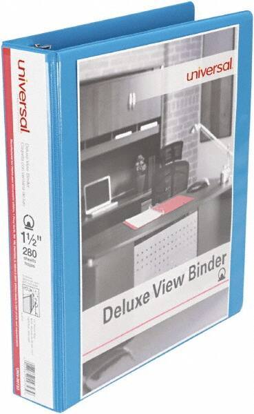 UNIVERSAL - 275 Sheet Capacity, 11 x 8-1/2", View Ring Binder - Polypropylene, Light Blue - Americas Industrial Supply