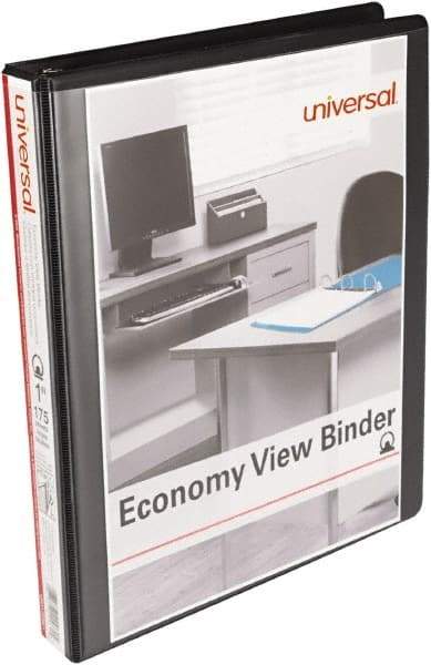 UNIVERSAL - 175 Sheet Capacity, 11 x 8-1/2", View Ring Binder - Polypropylene, Black - Americas Industrial Supply