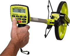 Calculated Industries - 9,999,999' Counter Limit, 45" OAL, Fluorescent Green Measuring Wheel - 99.5" Accuracy per 100", Measures in Feet, Meters, Yards & Inches - Americas Industrial Supply