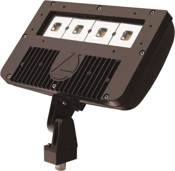 Lithonia Lighting - 1 Head, 120-277 Volt, 78 Watt, LED Floodlight Fixture - Pole Mount & Wall Mount & Ground, 3-5/16" Long x 12-7/8" Wide x 7-3/4" High, Aluminum Housing - Americas Industrial Supply