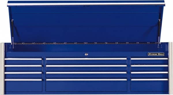 EXTREME TOOLS - 12 Drawer Top Tool Chest - 72" Wide x 25" Deep x 22-1/4" High, Steel, Blue - Americas Industrial Supply
