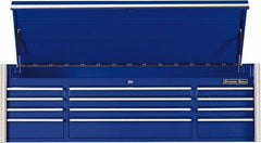 EXTREME TOOLS - 12 Drawer Top Tool Chest - 72" Wide x 25" Deep x 22-1/4" High, Steel, Blue - Americas Industrial Supply