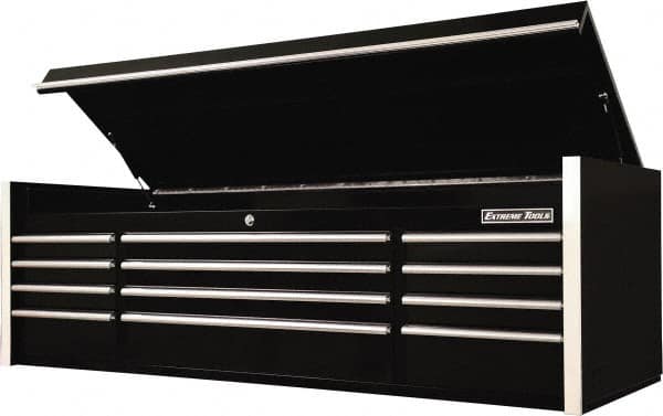 EXTREME TOOLS - 8 Drawer Top Tool Chest - 72" Wide x 25" Deep x 22-1/4" High, Steel, Black - Americas Industrial Supply