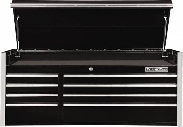 EXTREME TOOLS - 10 Drawer Top Tool Chest - 54-5/8" Wide x 25" Deep x 22-1/4" High, Steel, Black - Americas Industrial Supply