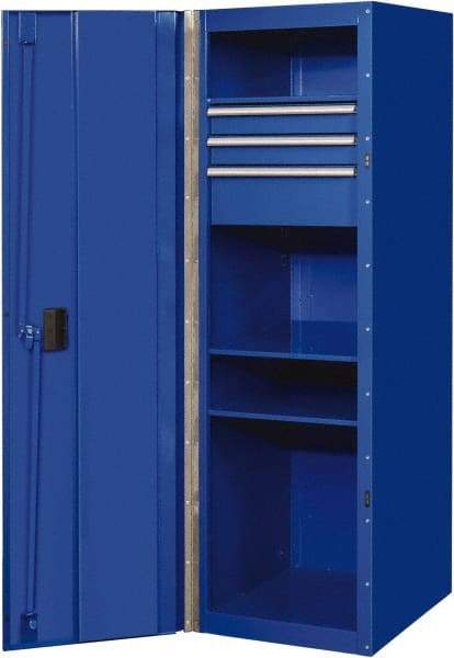 EXTREME TOOLS - 3 Drawer Side Tool Locker - 19" Wide x 61" Deep x 25" High, Steel/Aluminum, Blue - Americas Industrial Supply