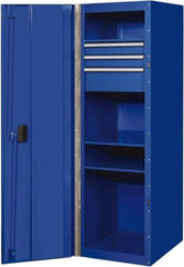 EXTREME TOOLS - 3 Drawer Side Tool Locker - 19" Wide x 61" Deep x 25" High, Steel/Aluminum, Blue - Americas Industrial Supply